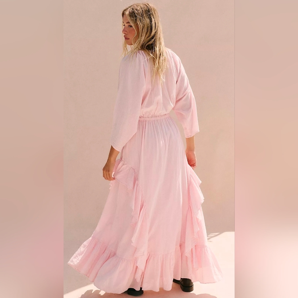 Free People Shore Chic Pink Off-Shoulder Maxi Dress - Picture 3 of 4